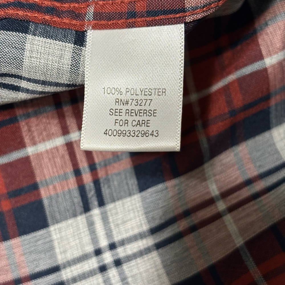 Croft & Barrow Quick Dry Long Sleeve Red Gray Men Button Plaid Shirt Sz XL Tall - Picture 10 of 11